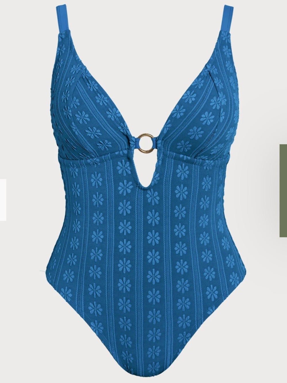 BERLOOK Blue Floral Ring-Front One-Piece Swimsuit